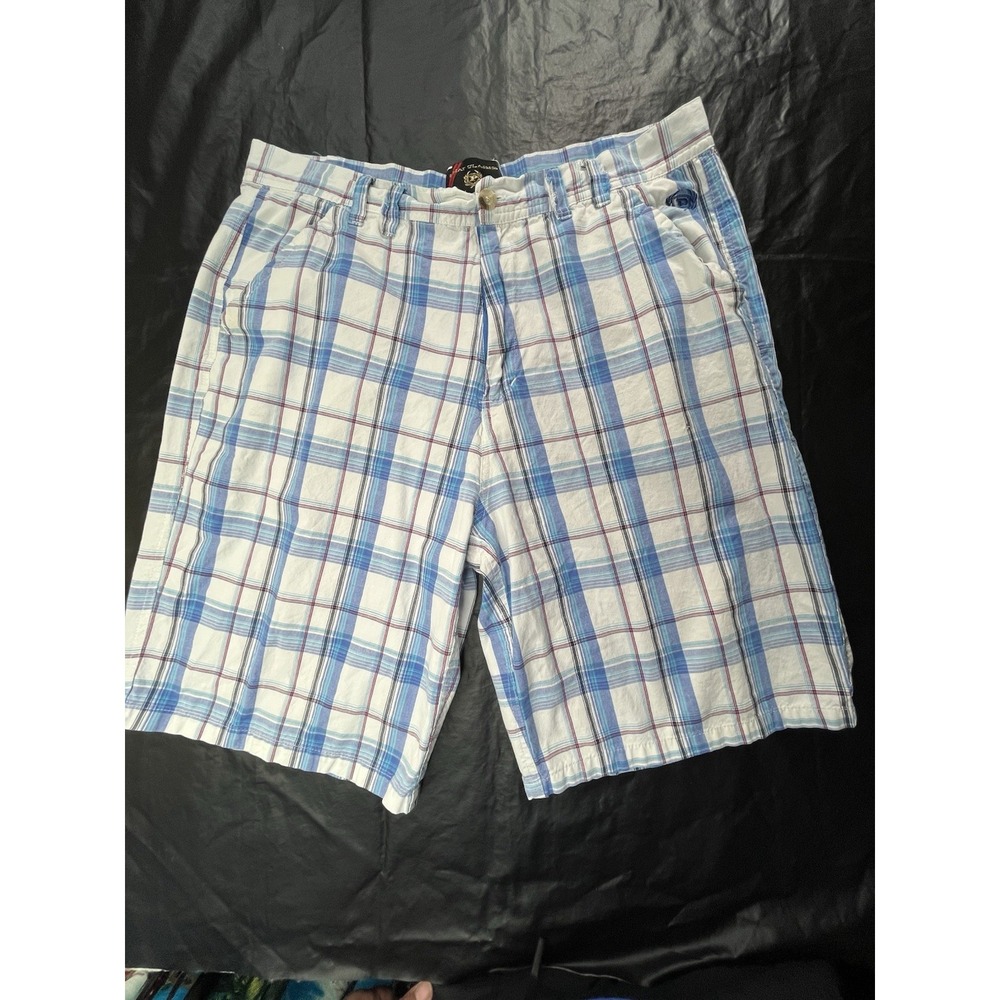 PHAT Classics Mens 40‎ Shorts PLAID Blue 10" insem - read description